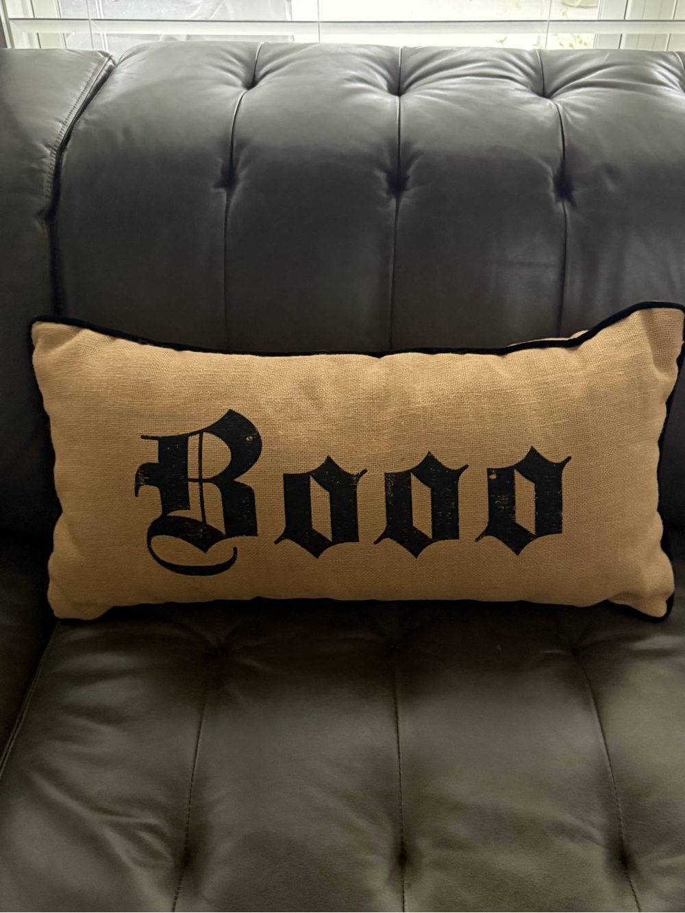 Pottery Barn Boo Lumbar Burlap Accent Pillow 12”x24” Like New